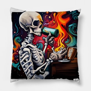 skeleton drinking Pillow