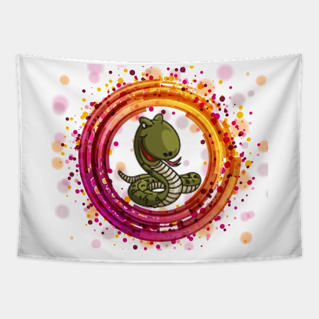 Funny snake Tapestry by MIXOshop