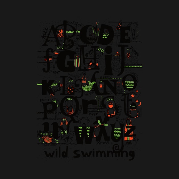 Funny wild swimming alphabet by krisevansart