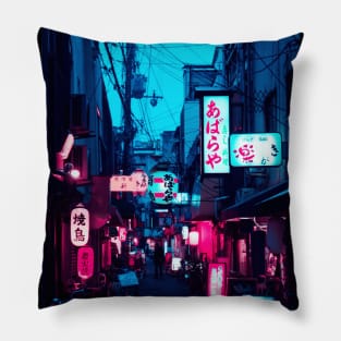 Tokyo Street Neon Synthwave Pillow