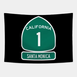 SANTA MONICA PACIFIC COAST Highway 1 California Sign Tapestry