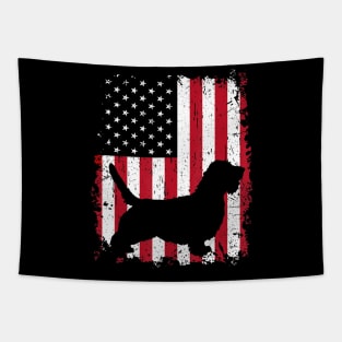 Petit Basset Griffon Vendeen 4th of July American Flag Tapestry