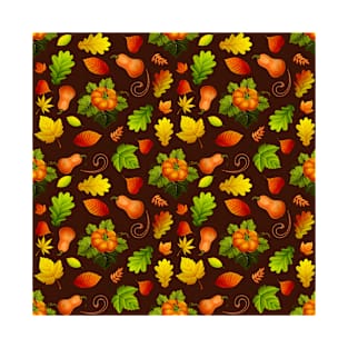 Autumn Leaves and Pumpkins Pattern T-Shirt
