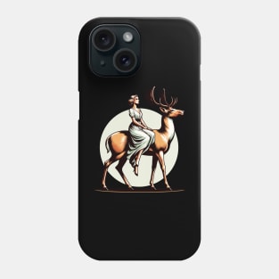 A deer being ridden by a woman Phone Case