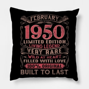 February 1950 70th Birthday Gift Ideas Pillow