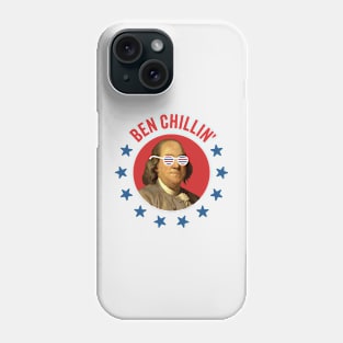 Ben Chillin' - Vintage Ben Franklin with Patriotic Sunglasses for July 4th Phone Case