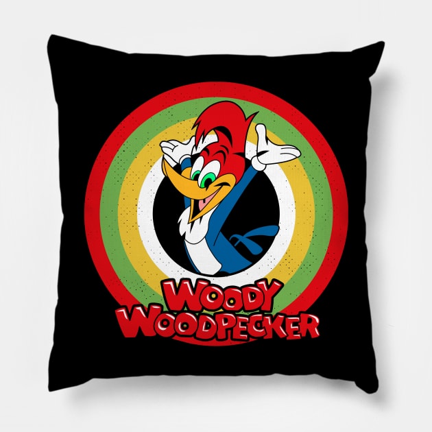 Woody Woodpecker Circle Style Pillow by Gunung Sambojorka