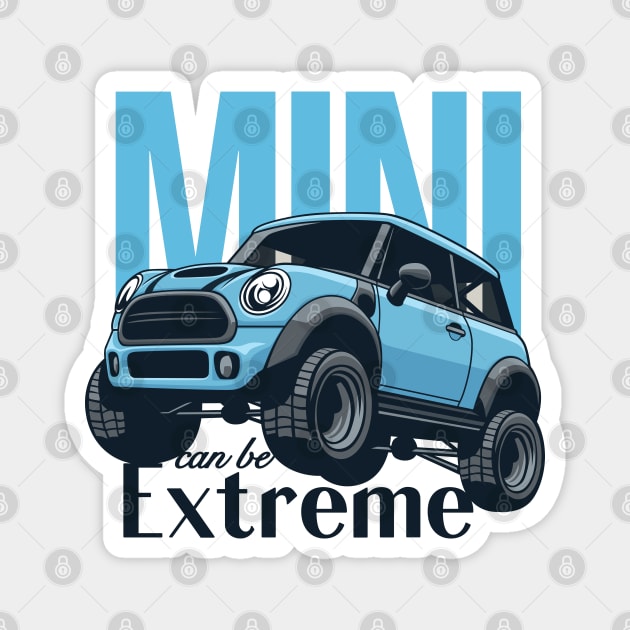 Car mini retro offroad extreme blue light Magnet by creative.z