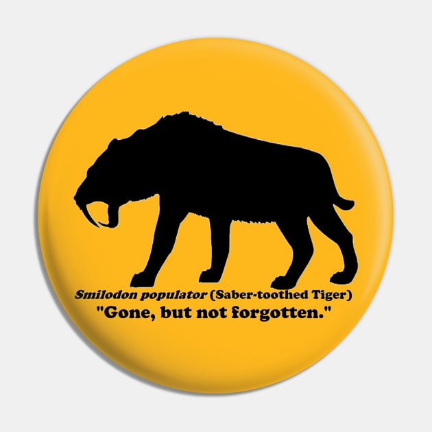 *Back Design/Front Pocket* Smilodon populator (Saber-toothed Tiger) Dark Print Pin by dabblersoutpost