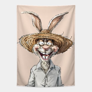 Easter Bunny Straw Hat Tapestry