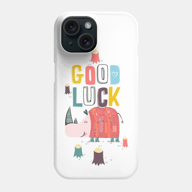 Good Luck Rhino Phone Case by 3antsinarow