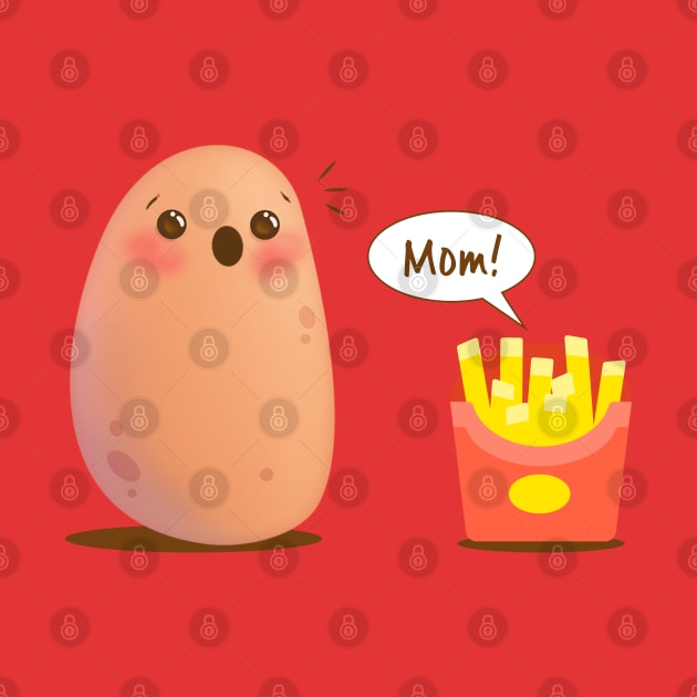 Funny French Fries Cute Kawaii Potato by Irene Koh Studio