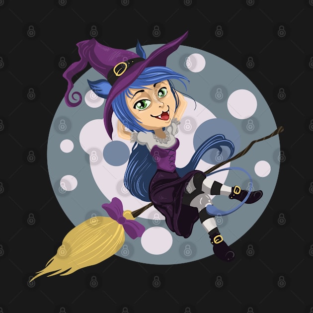 Halloween Scary Witch & Broom by holidaystore