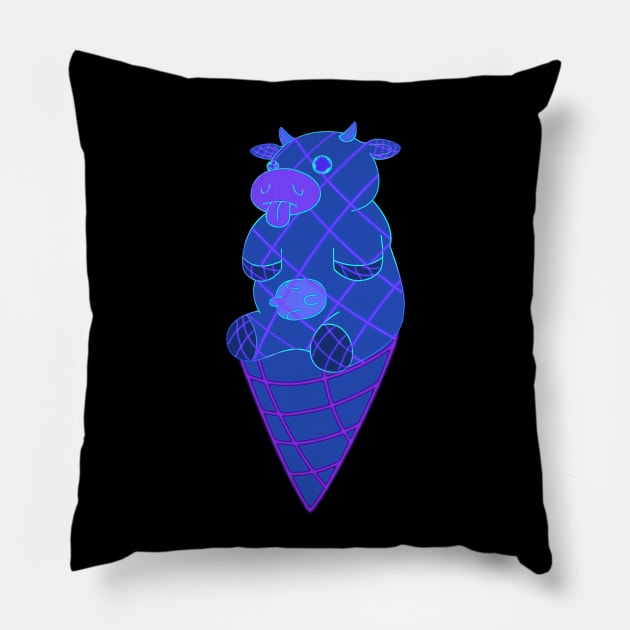 Sim-Moo-Lation  - Navy - CowLick Pillow by Atomic Lunchbox