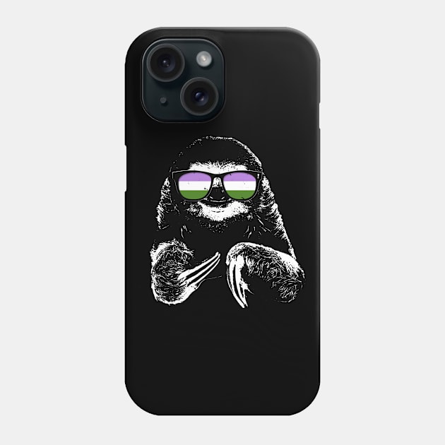 Pride Sloth Genderqueer Flag Sunglasses Phone Case by wheedesign