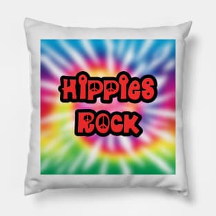 Vintage Hippies Rock Tie Dye Pillow