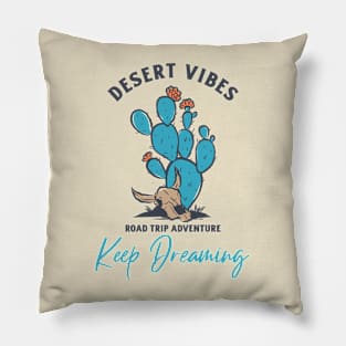 Desert Vibes Road Trip Adventure Cactus Pillow