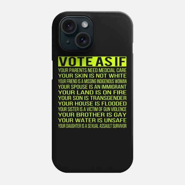 Vote As If Your skin is not white Phone Case by MZeeDesigns