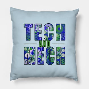 Blue Tech and Mech Pillow