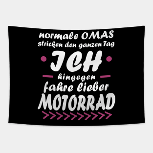 Motorrad Oma Rente Frau Biker Tour Spruch Tapestry