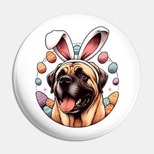 Boerboel Enjoys Easter Festivities with Bunny Ears Pin