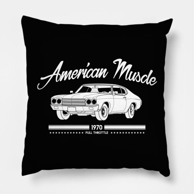 American Muscle Car 1970 Full Throttle Pillow by Drumsartco