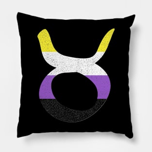 Nonbinary Taurus Pride Flag Zodiac Sign Pillow