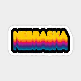 Nebraska 70's Rainbow Design Magnet