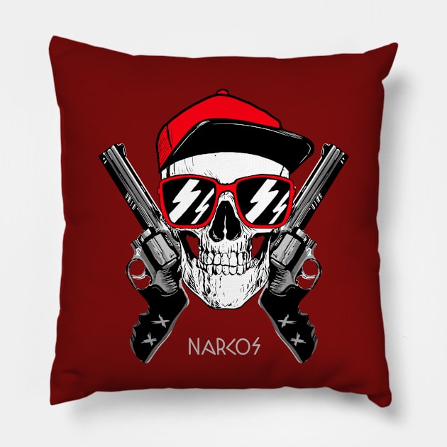 Narcos Bandit Skull/ Dead head/ Skeleton Pillow by Eva Wolf