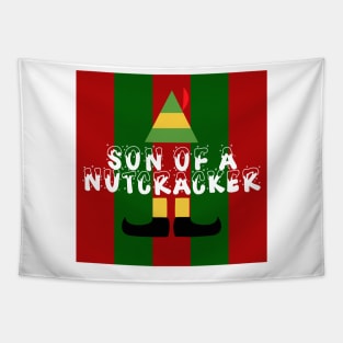Son Of A Nutcracker Elf Quote Christmas Knit Tapestry