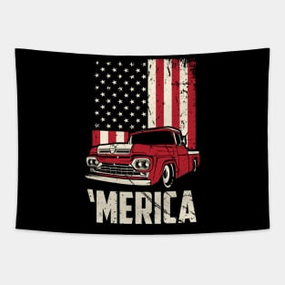 1960 Vintage Ford Truck Merica T-Shirt Tapestry