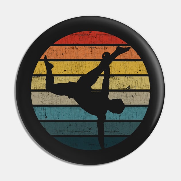 Capoeira Silhouette On A Distressed Retro Sunset graphic Pin by theodoros20