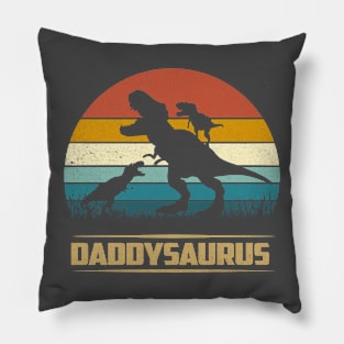 Daddy Dinosaur Daddysaurus 2 Two Kids Funny Father's Day dad Pillow