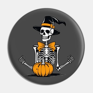 Skeleton pumpkin party Halloween design Pin