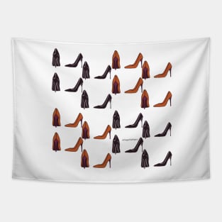 black/orange heels pattern Tapestry