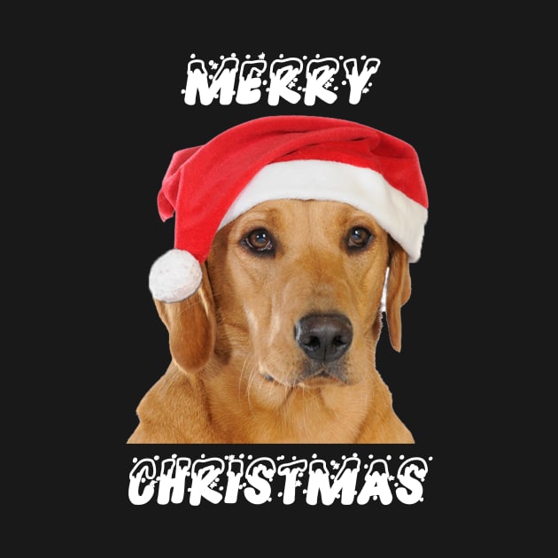 MERRY CHRISTMAS DOG WITH CHRISTMAS HAT by TeeForPets