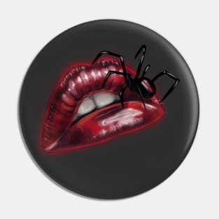 Dark Academia Sexy Spider Red Lips Punk Pin