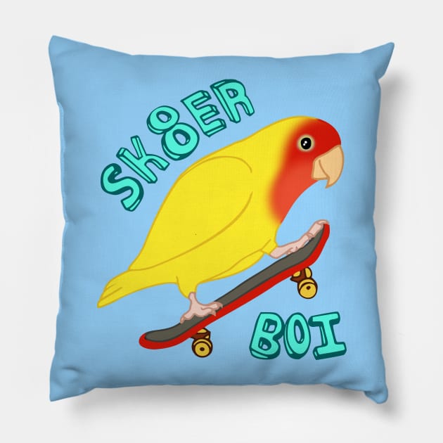 sk8er birb - yellow lovebird Pillow by FandomizedRose