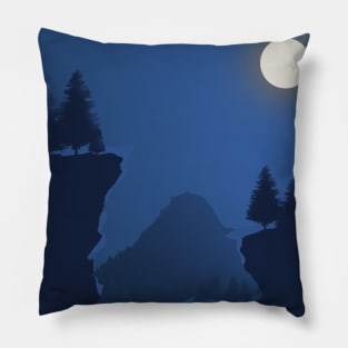 Midnight Forest Moon Scenery Pillow