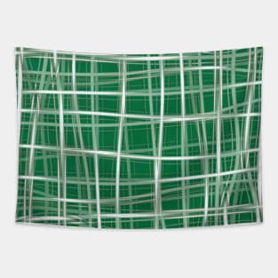 Twisting White & Green Plaid Tapestry