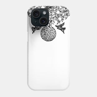 black and white abstract dove illustration Phone Case