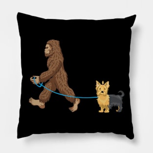 Bigfoot Dog Walk Yorkie - Sasquatch Dog Lovers Pillow