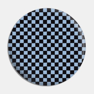 Wonky Checkerboard, Black and Light Blue Pin