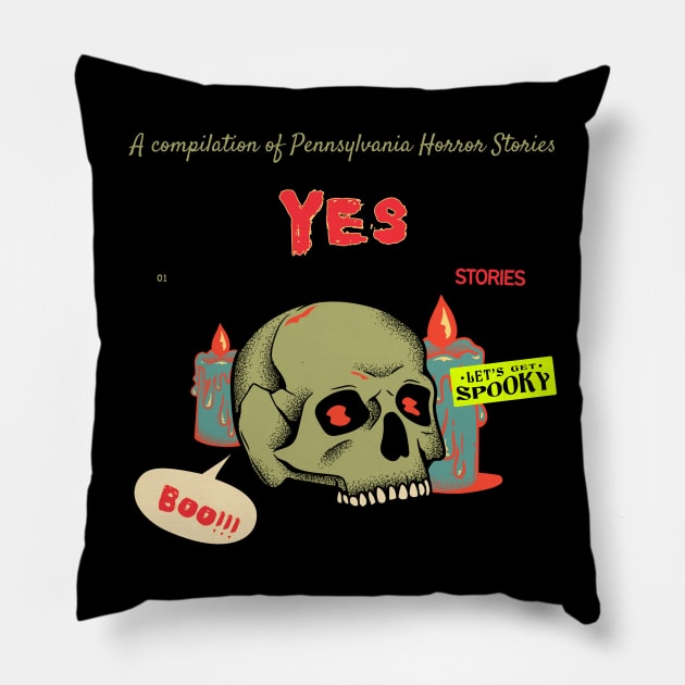 yes ll horror story Pillow by psychedelic skull