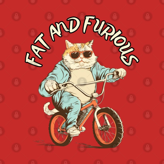 Fat and Furious - Fat Cat Riding a Bike by OscarVanHendrix