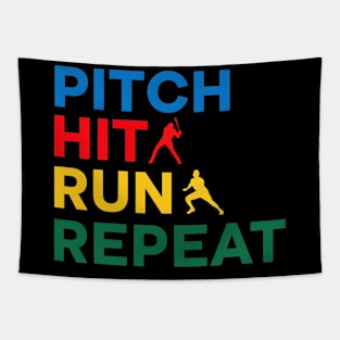 Softball Hit Run Repeat Tapestry