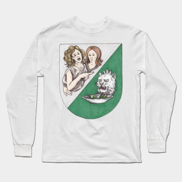 Woman Yelling At A Cat Coat Of Arms Long Sleeve T Shirt