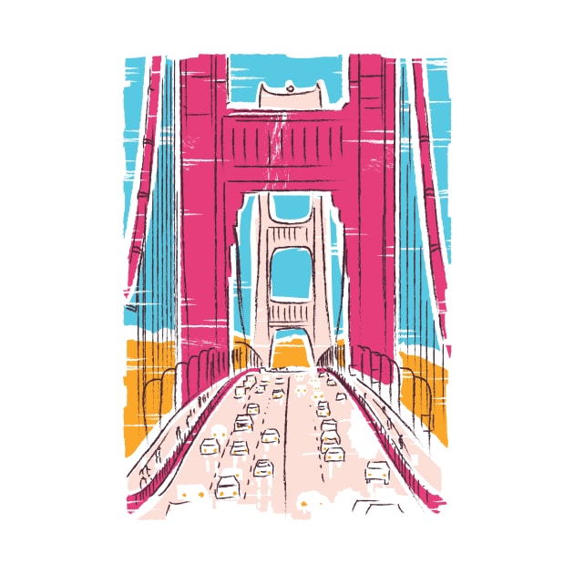 Vintage Sketch Art of Golden Gate Bridge San Francisco by SLAG_Creative