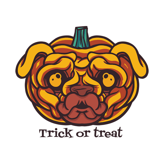 Cute Halloween Pumpkin Pug by BamBam