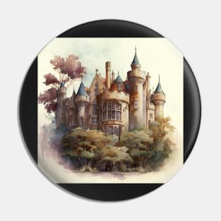 Watercolor Castle Pin